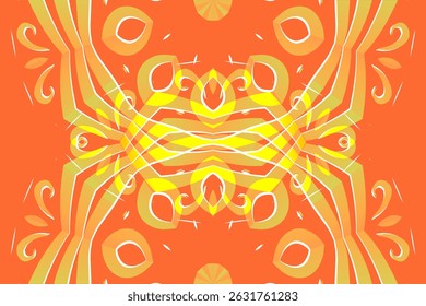 Beautiful glow colour caleidoscope gradient flower line art pattern wallpaper of indonesian traditional abstract batik ethnic dayak ornament for commercial ads	