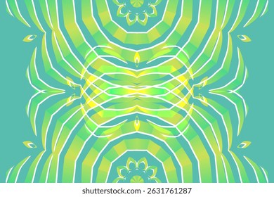 Beautiful glow colour caleidoscope gradient flower line art pattern wallpaper of indonesian traditional abstract batik ethnic dayak ornament for commercial ads	