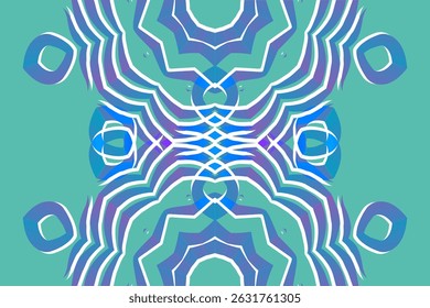 Beautiful glow colour caleidoscope gradient flower line art pattern wallpaper of indonesian traditional abstract batik ethnic dayak ornament for commercial ads	