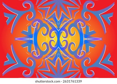 Bonito brilho cor caleidoscópio gradiente flor linha arte padrão papel de parede do tradicional abstrato indonésio batik étnico dayak ornamento para anúncios comerciais	