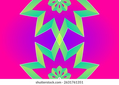 Beautiful glow colour caleidoscope gradient flower line art pattern wallpaper of indonesian traditional abstract batik ethnic dayak ornament for commercial ads	