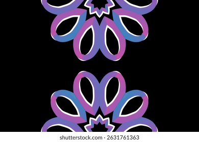 Beautiful glow colour caleidoscope gradient flower line art pattern wallpaper of indonesian traditional abstract batik ethnic dayak ornament for commercial ads	