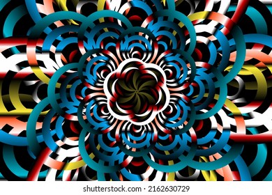 Beautiful glow colour gradient flower line art pattern wallpaper of indonesian traditional abstract batik  ethnic dayak ornament for commercial  ads
