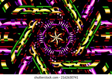 Beautiful glow colour gradient flower line art pattern wallpaper of indonesian traditional abstract batik  ethnic dayak ornament for commercial  ads