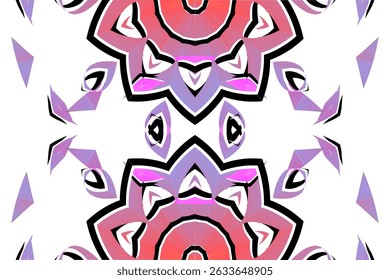 Hermoso gradiente de color brillante línea de flores patrón de arte Fondo de pantalla de adorno de batik étnico dayak abstracto tradicional indonesio para anuncios comerciales	