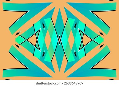 Hermoso gradiente de color brillante línea de flores patrón de arte Fondo de pantalla de adorno de batik étnico dayak abstracto tradicional indonesio para anuncios comerciales	