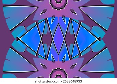 Hermoso gradiente de color brillante línea de flores patrón de arte Fondo de pantalla de adorno de batik étnico dayak abstracto tradicional indonesio para anuncios comerciales	