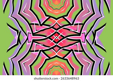 Beautiful glow colour gradient flower line art pattern wallpaper of indonesian traditional abstract batik ethnic dayak ornament for commercial ads	