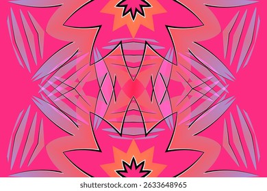 Beautiful glow colour gradient flower line art pattern wallpaper of indonesian traditional abstract batik ethnic dayak ornament for commercial ads	