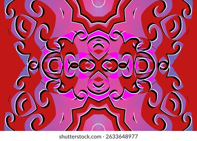Beautiful glow colour gradient flower line art pattern wallpaper of indonesian traditional abstract batik ethnic dayak ornament for commercial ads	