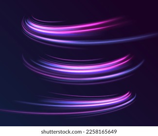 Beautiful glow flare and spark. Red blue special effect, speed police line. Magic of moving fast motion laser beams, horizontal light rays. Abstract neon color glowing lines background. Vector