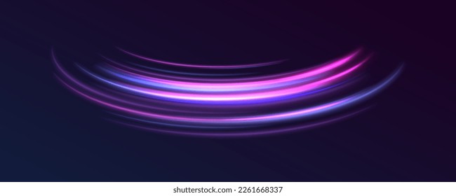 Hermosa llamarada y chispa. Efecto especial azul rojo, línea de policía rápida. Magia de rayos láser de movimiento rápido, rayos de luz horizontales. Resumen del fondo de las líneas brillantes de color neón. Vector