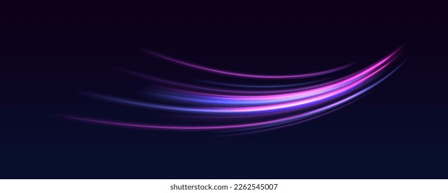 Hermosa llamarada y chispa. Efecto especial azul rojo, línea de policía rápida. Magia de rayos láser de movimiento rápido, rayos de luz horizontales. Resumen del fondo de las líneas brillantes de color neón. Vector