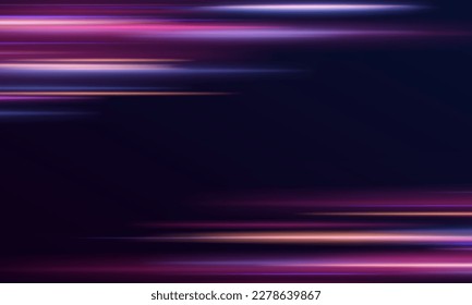 Beautiful glow flare and spark. Red blue special effect, speed police line. Magic of moving fast motion laser beams, horizontal light rays. Abstract neon color glowing lines background. Vector
