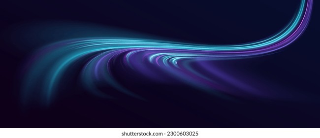 Beautiful glow flare and spark. Red blue special effect, speed police line. Magic of moving fast motion laser beams, horizontal light rays. Abstract neon color glowing lines background. Vector