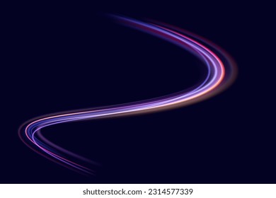 Beautiful glow flare and spark. Red blue special effect, speed police line. Magic of moving fast motion laser beams, horizontal light rays. Abstract neon color glowing lines background. Vector