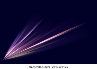 Beautiful glow flare and spark. Red blue special effect, speed police line. Magic of moving fast motion laser beams, horizontal light rays. Abstract neon color glowing lines background. Vector