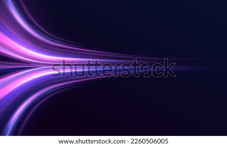 Beautiful glow flare and spark. Red blue special effect, speed police line. Magic of moving fast motion laser beams, horizontal light rays. Abstract neon color glowing lines background. Vector
