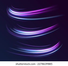 Beautiful glow light flare and spark. Red blue special effect, speed police line. Magic of moving fast lines. Laser beams, horizontal light rays. Particle motion effect. Vector	