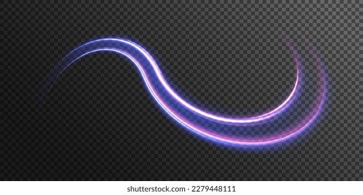 Beautiful glow light flare and spark. Red blue special effect, speed police line. Magic of moving fast lines. Laser beams, horizontal light rays. Particle motion effect. Vector