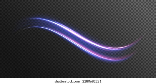 Beautiful glow light flare and spark. Red blue special effect, speed police line. Magic of moving fast lines. Laser beams, horizontal light rays. Particle motion effect. Vector