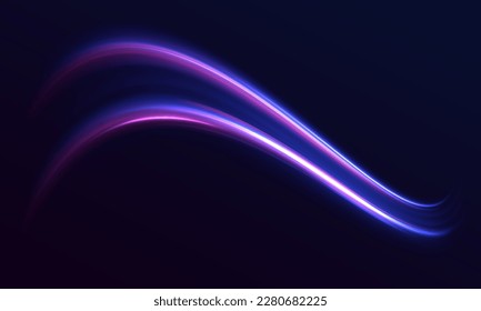 Beautiful glow light flare and spark. Red blue special effect, speed police line. Magic of moving fast lines. Laser beams, horizontal light rays. Particle motion effect. Vector