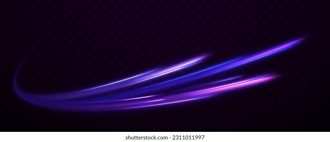 Beautiful glow light flare and spark. Red blue special effect, speed police line. Panoramic high speed technology concept, light abstract background.