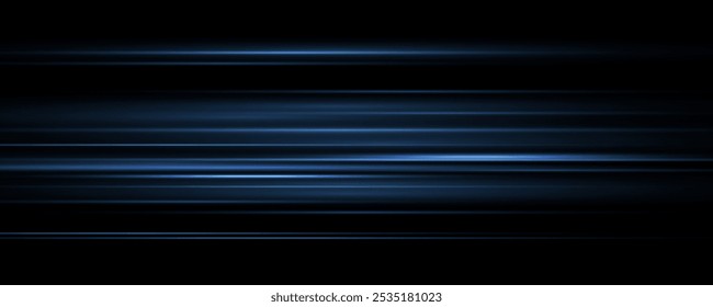 Beautiful glow light flare and spark. Red blue special effect, speed police line. Magic of moving fast lines. Laser beams, horizontal light rays. Particle motion effect. Vector illustration.