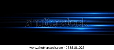 Beautiful glow light flare and spark. Red blue special effect, speed police line. Magic of moving fast lines. Laser beams, horizontal light rays. Particle motion effect. Vector illustration.