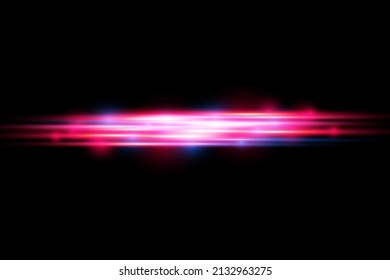 Beautiful glow glow and spark. Red and blue special effect. Magic of moving fast lines. Laser beams, horizontal light rays. Particle motion effect. Glowing abstract glittering police line. Vector.