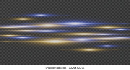 Beautiful glow and spark, special effect. Laser beams, horizontal light beams. Particle motion effect. The magic of moving fast lines.
