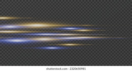 Hermoso resplandor y chispa, efecto especial. Vigas láser, vigas de luz horizontales. Efecto de movimiento de partículas. La magia de mover líneas rápidas.