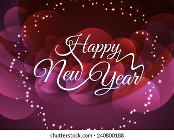 Beautiful glowing background with elegant text design of Happy New Year. 