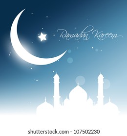 beautiful glowing moon background. Ramadan kareem vector