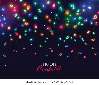 Beautiful Glowing Neon Falling Confetti Background