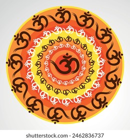 Beautiful Glowing OM with om rays in red and orange color shades for wall of Temples, Houses and for interior works etc.