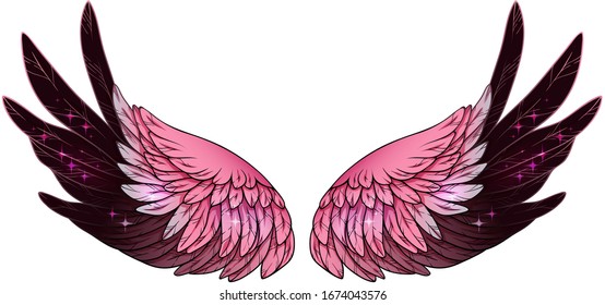 Beautiful Glowing Pink Flamingo Shiny Wings, Vector