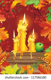 Beautiful glowing vector candle background.