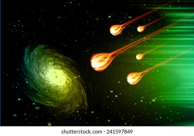 Beautiful Glowing Vector Galaxy. meteor