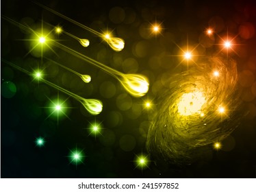 Beautiful Glowing Vector Galaxy. meteor