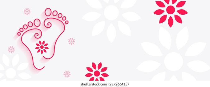 beautiful goddess laxmi charan for hindu festival shubh dhanteras wallpaper design vector