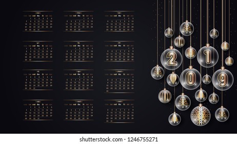 beautiful gold calendar 2019