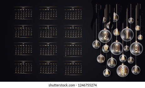 beautiful gold calendar 2019