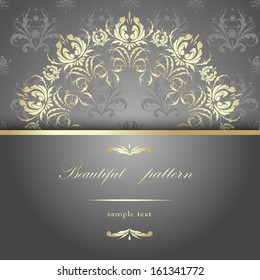 Beautiful gold calligraphy pattern on a silver background with the words