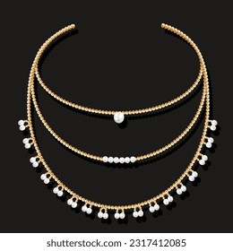 beautiful Gold chain with white pearls.
