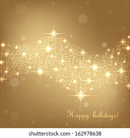 Beautiful gold Christmas background. Vector  illustration