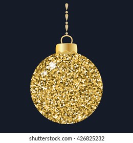 Beautiful gold Christmas bauble. Vector illustration.