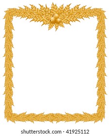 Beautiful gold Christmas frame on a white background