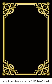 Beautiful gold color frame design on black background
