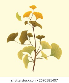 Beautiful gold color ginkgo leaf vector illustration for graphic element design, illustration, decor, texture, wallpaper